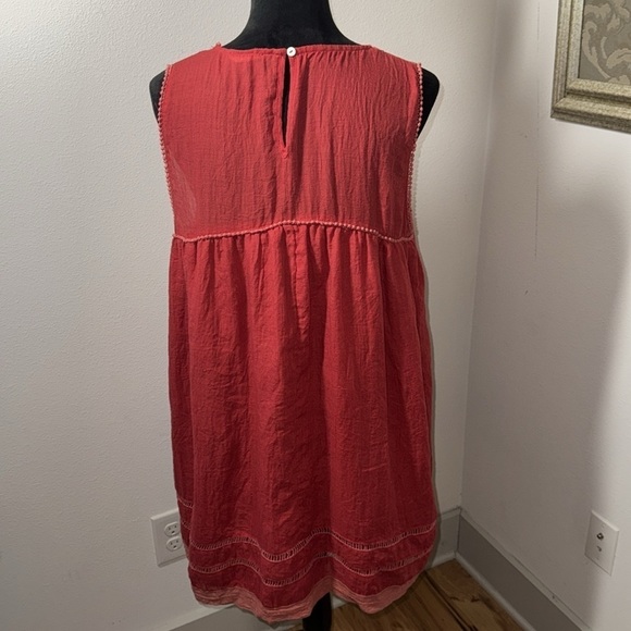 Altar’d State Boho pleated lace keyhole back lined casual dress Sz L - Picture 4 of 7